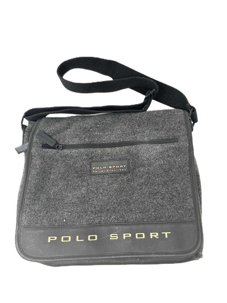 VTG Polo Sport Ralph Lauren Bag Size Medium Gray Messenger Shoulder Strap Logo